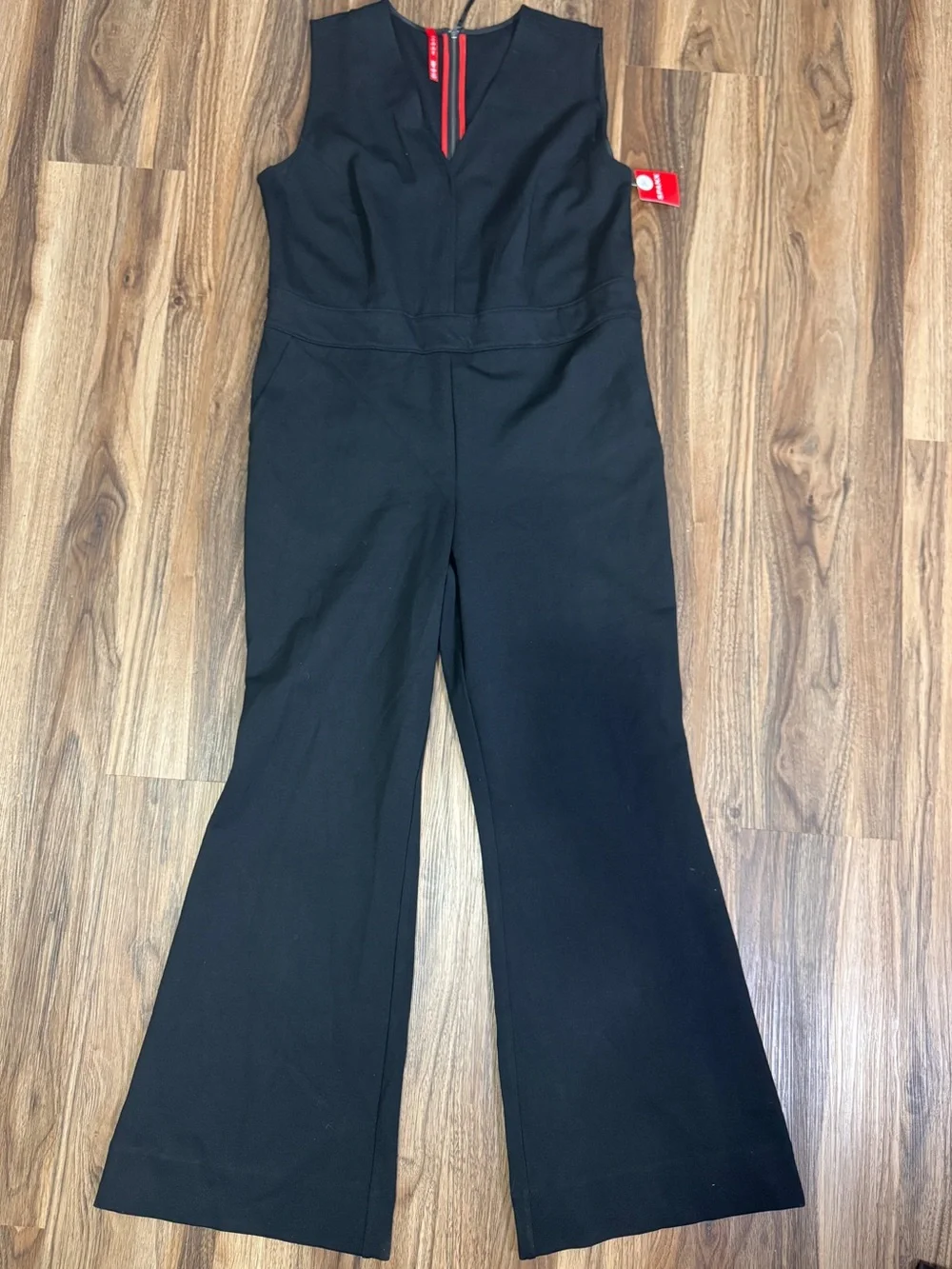 NWT Spanx The Perfect Sleeveless Jumpsuit Black Wide Leg Smoothing Core Shaping - Picture 2 of 9